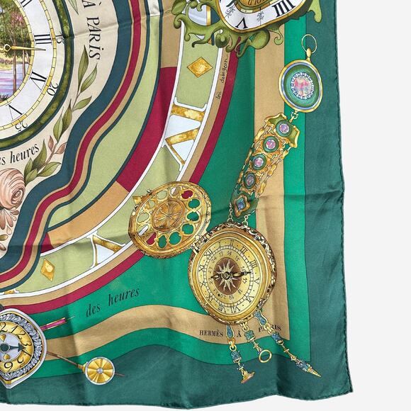 Hermes La Ronde des Heures/ Parmi les Fleurs Silk Scarf, Carre 90 - Picture 4 of 15